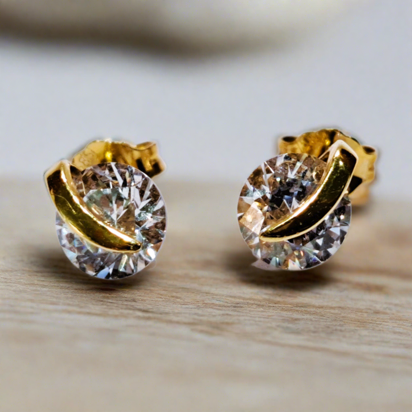 14K gold earrings with zirkons - Katerina Roukouna