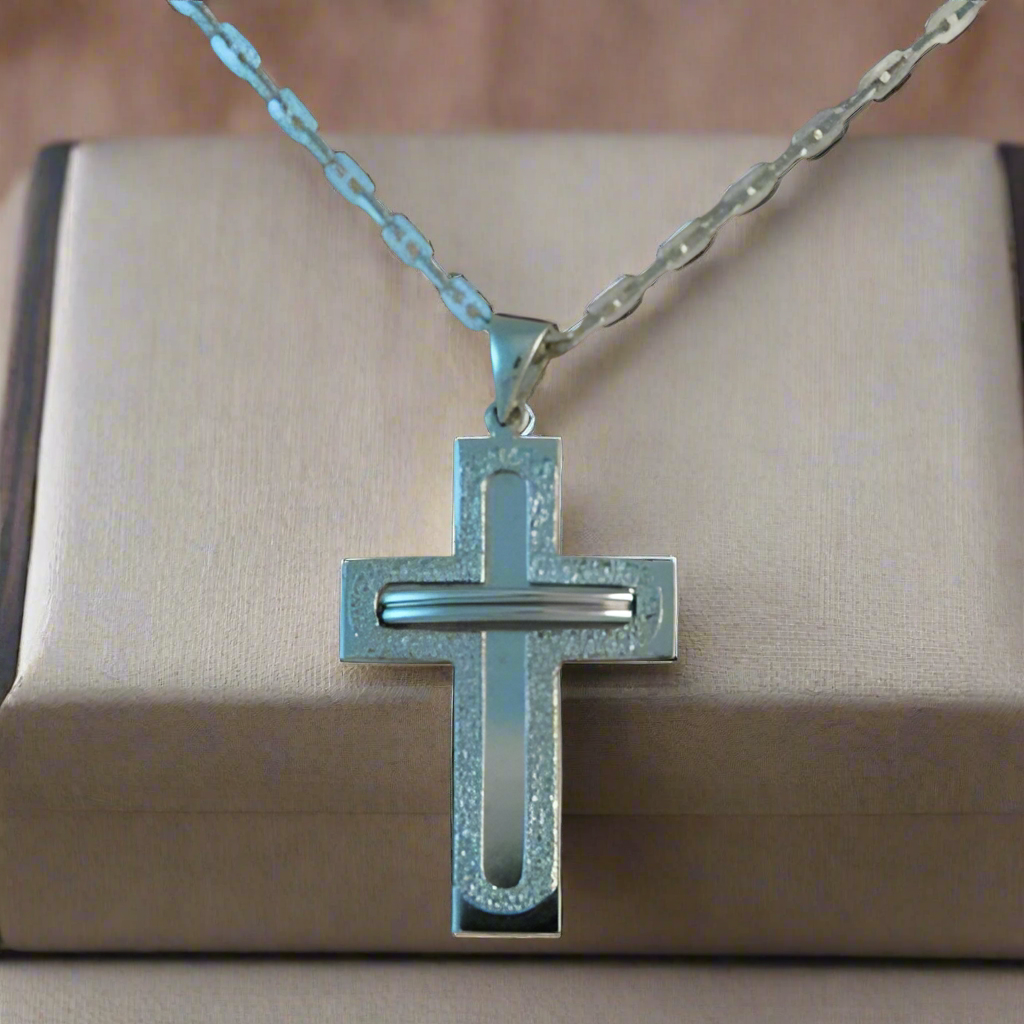 14K White Gold Cross (III) - Katerina Roukouna