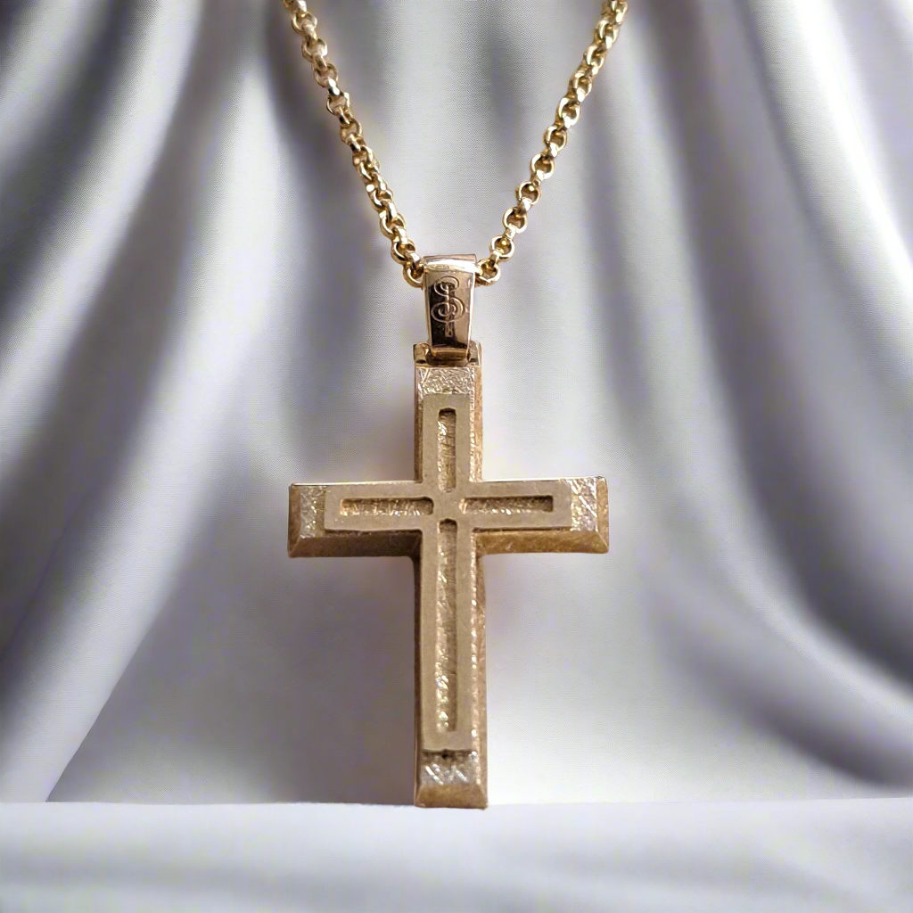 14K Yellow Gold Cross ( I ) - Katerina Roukouna