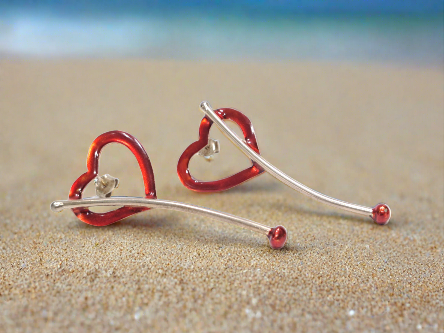 Handmade sterling silver earrings -hearts