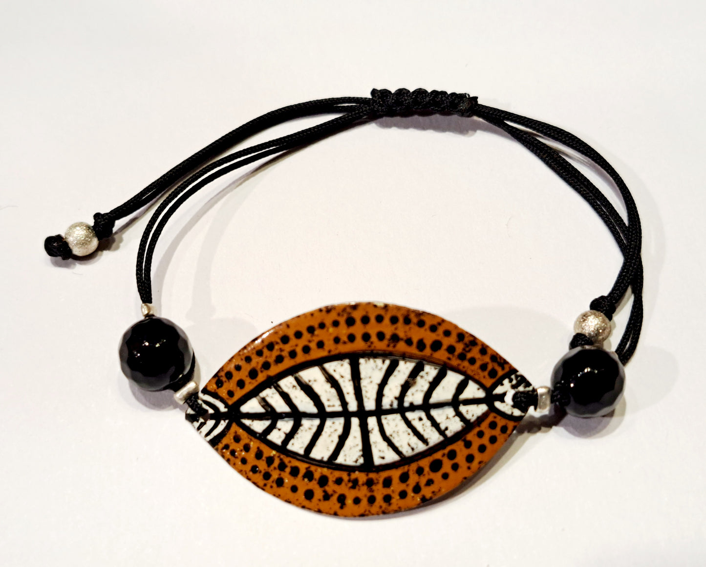 Handmade painted bracelet- leaf