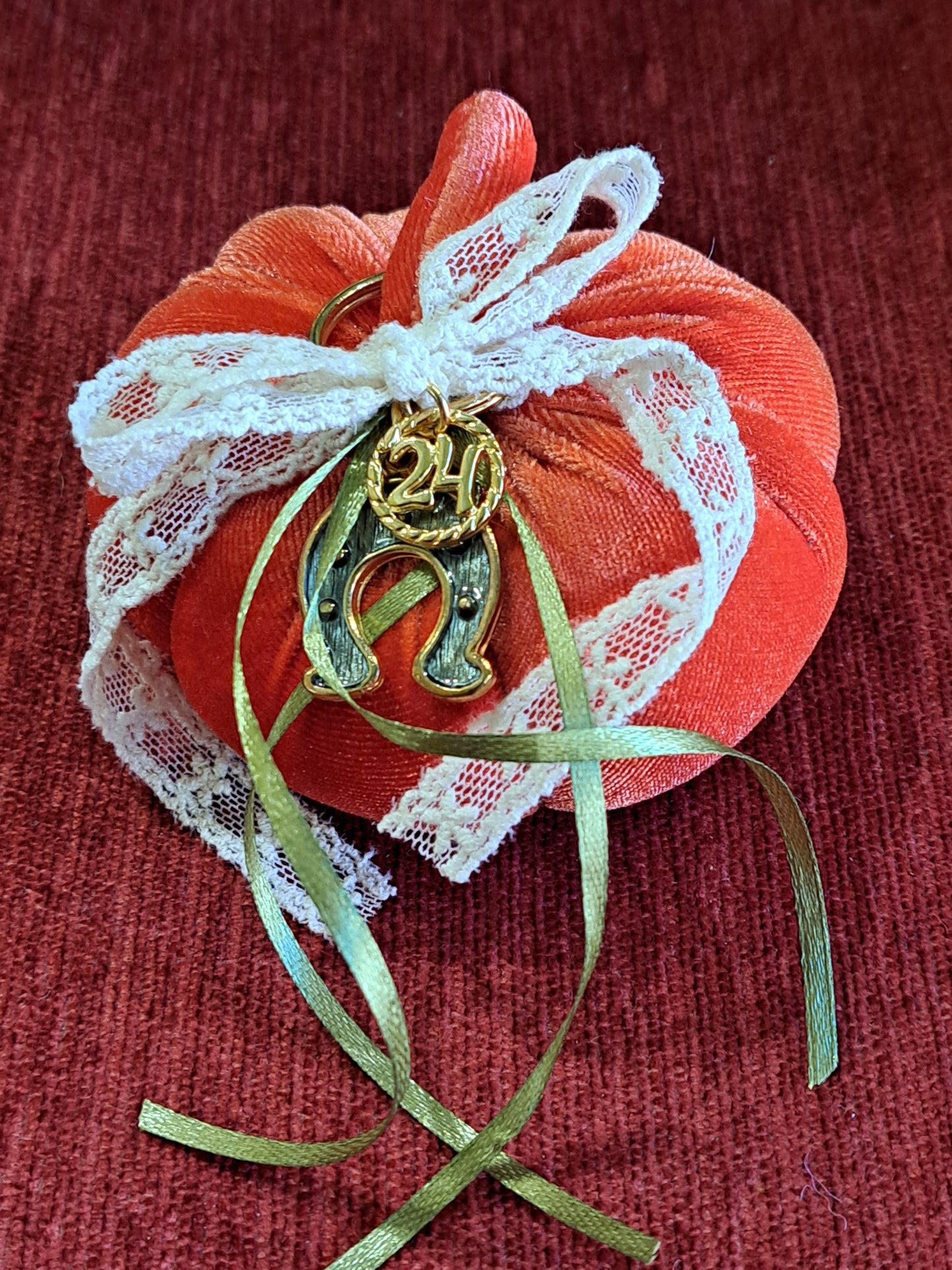 Orange pumpkin with key chain, lucky charm 2024