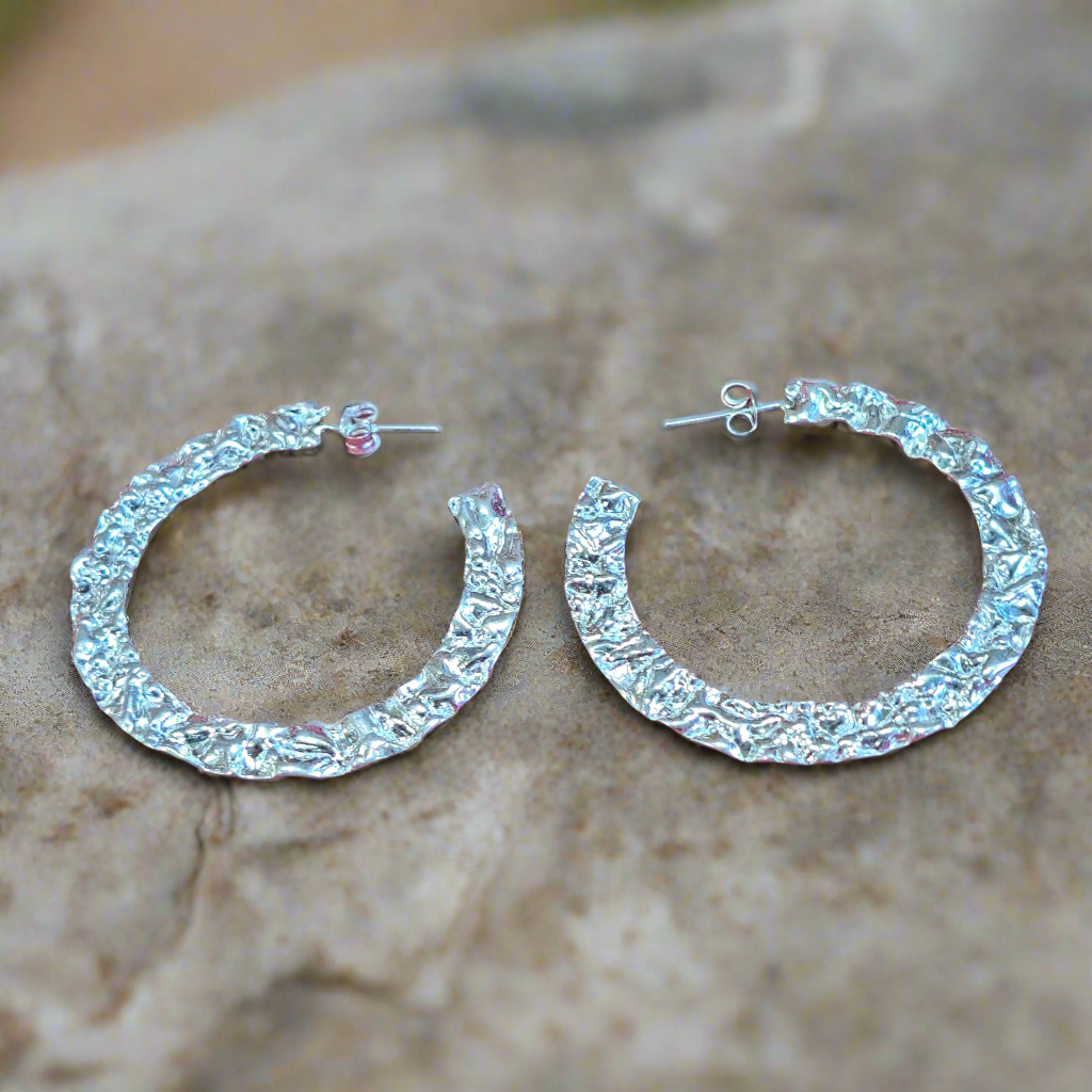 Sterling silver bracelet with rocky texture - Katerina Roukouna