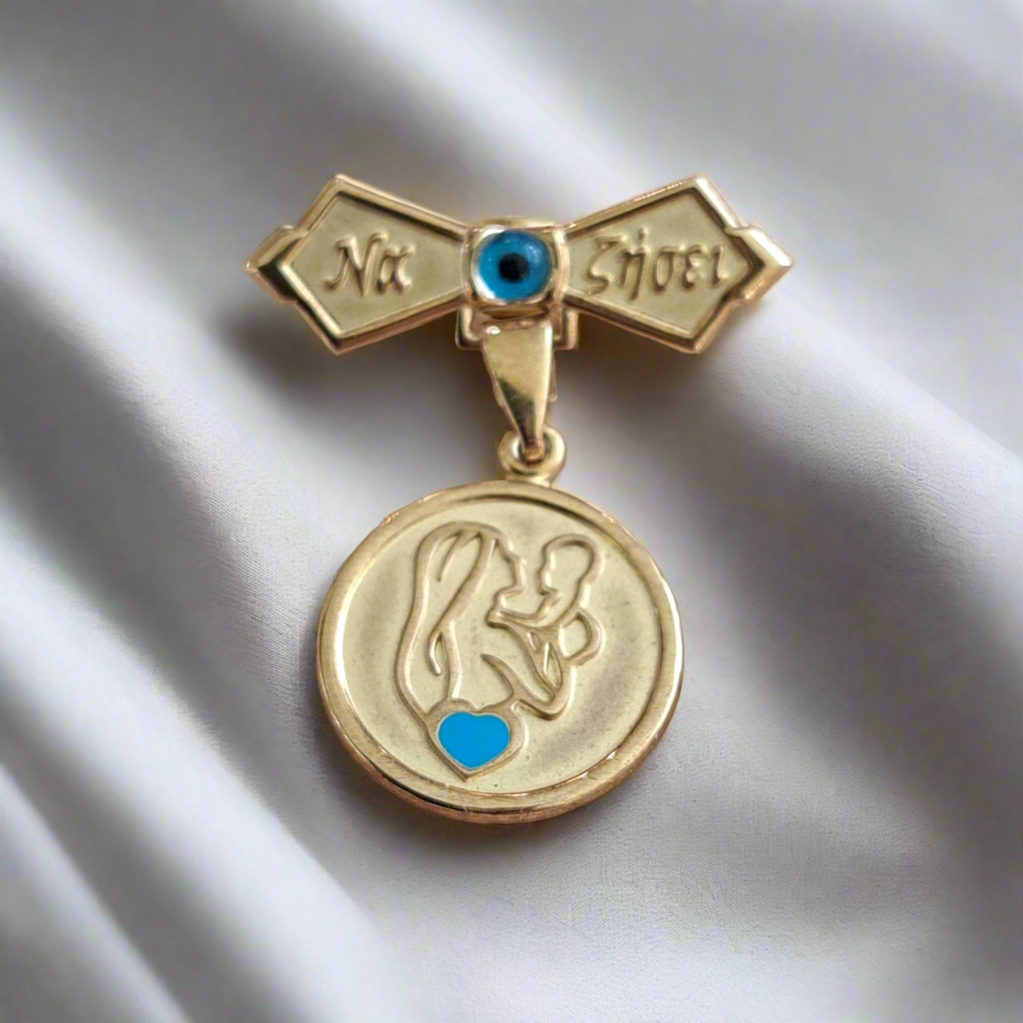 Mother with child 9K Gold pin - Katerina Roukouna