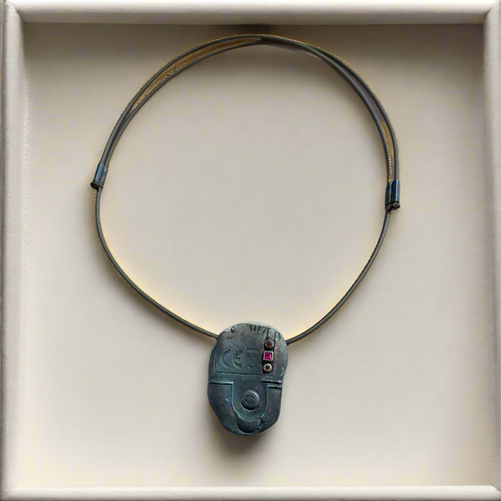 Handmade sterling silver necklace with precious gems