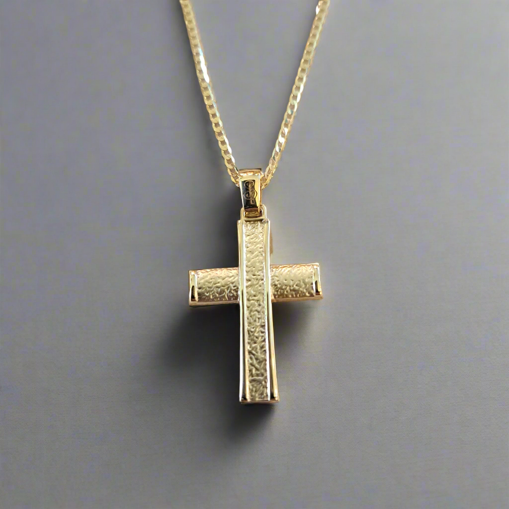 9K Gold cross with matte surface