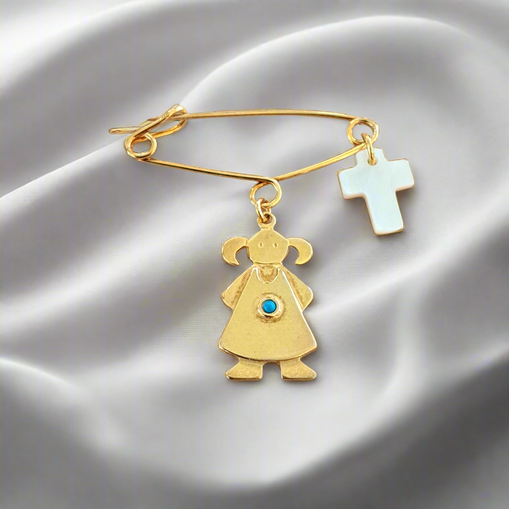 Handmade gold plated sterling silver girl charm - Katerina Roukouna