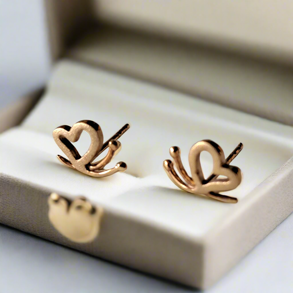 14K gold earrings with tiny buterrflies - Katerina Roukouna