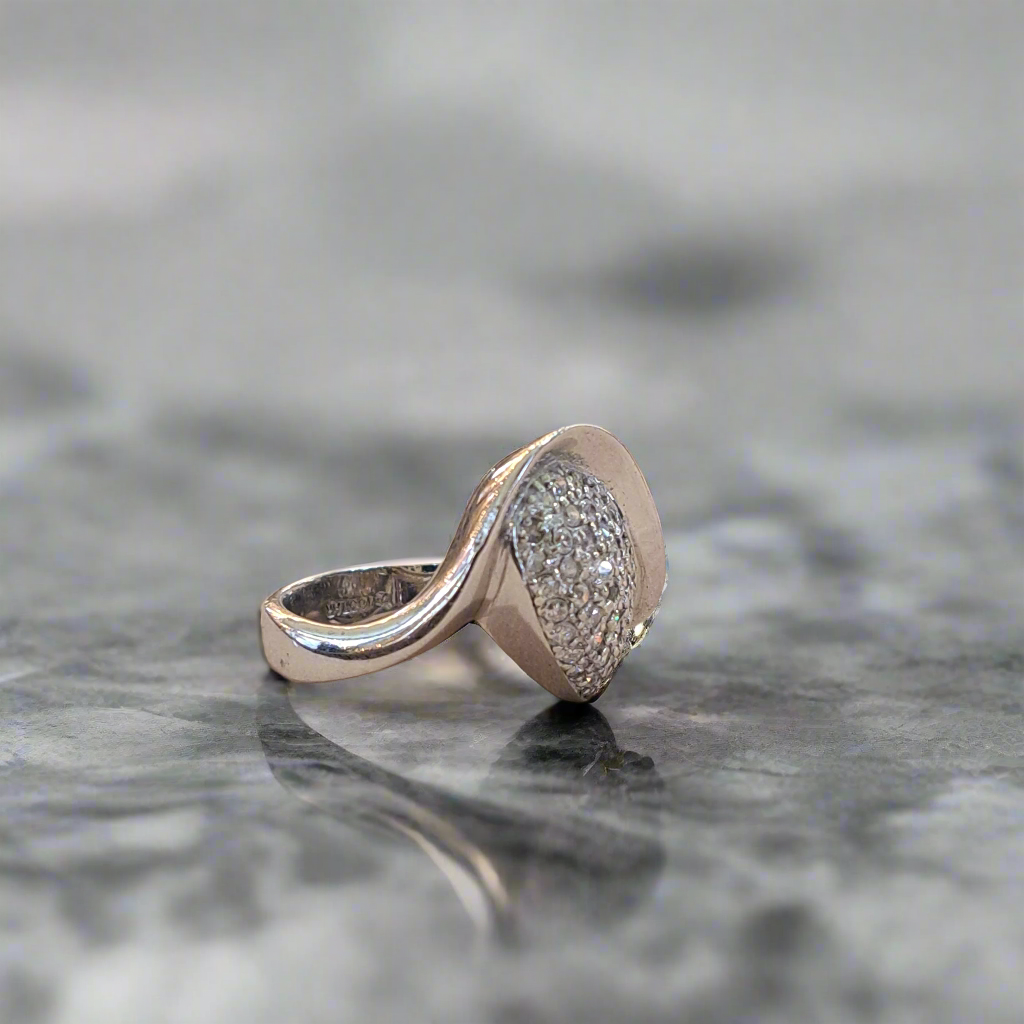 Heart sterling silver ring with zirkons - Katerina Roukouna