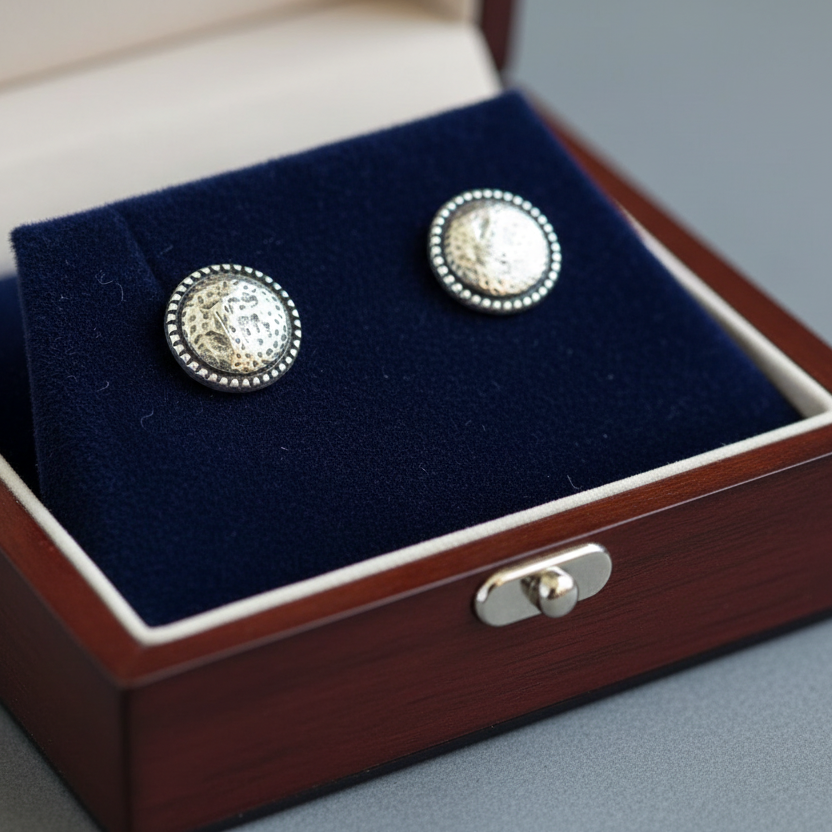 Round vintage silver earrings - Katerina Roukouna