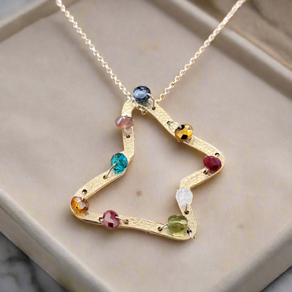 Butterfly silver necklace with crystals - Katerina Roukouna