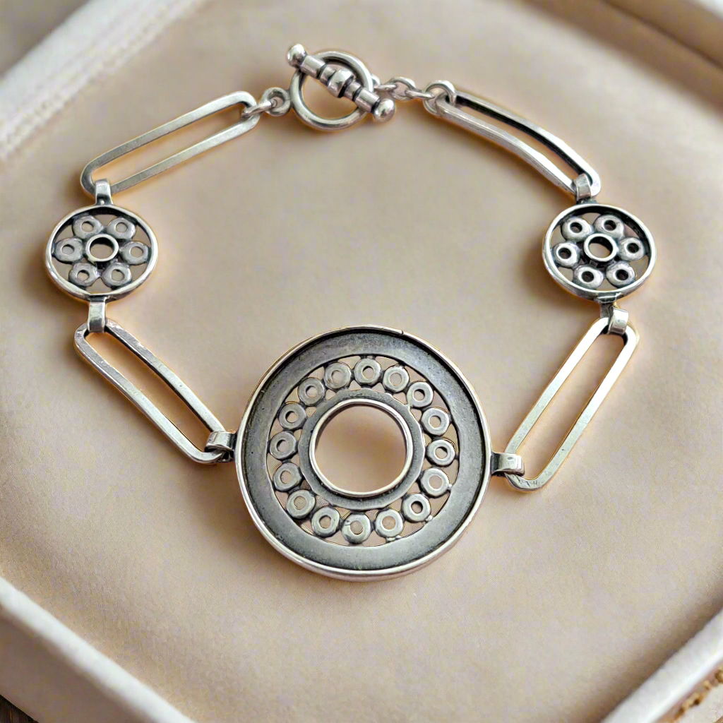 Sterling silver bracelet with Ancient Greek design - Katerina Roukouna