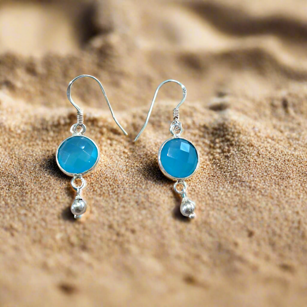 Sterling silver earrings with blue agates