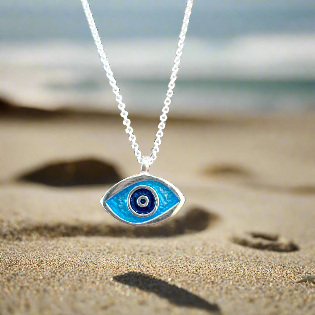 Evil eye sterling silver pendant