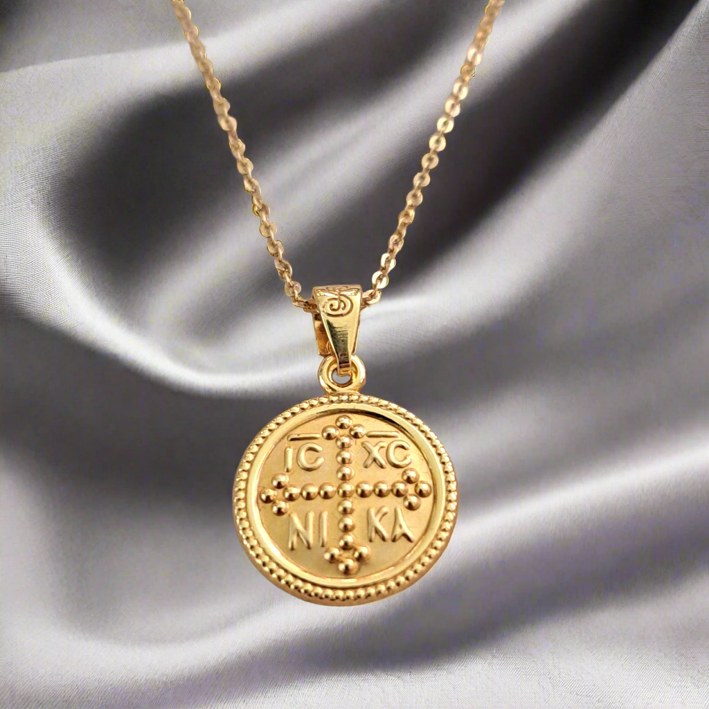 14K Gold byzantine Coin charm