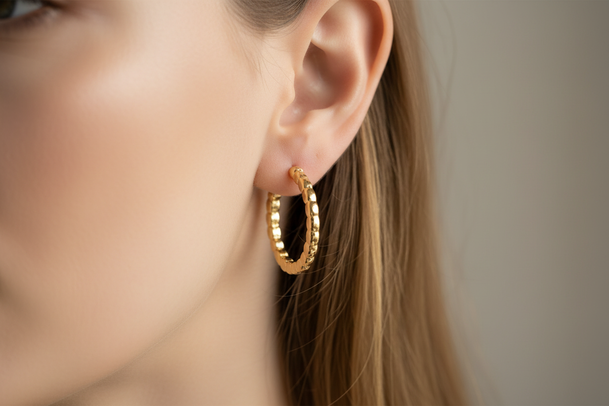 Gold plated sterling silver hoops (I)