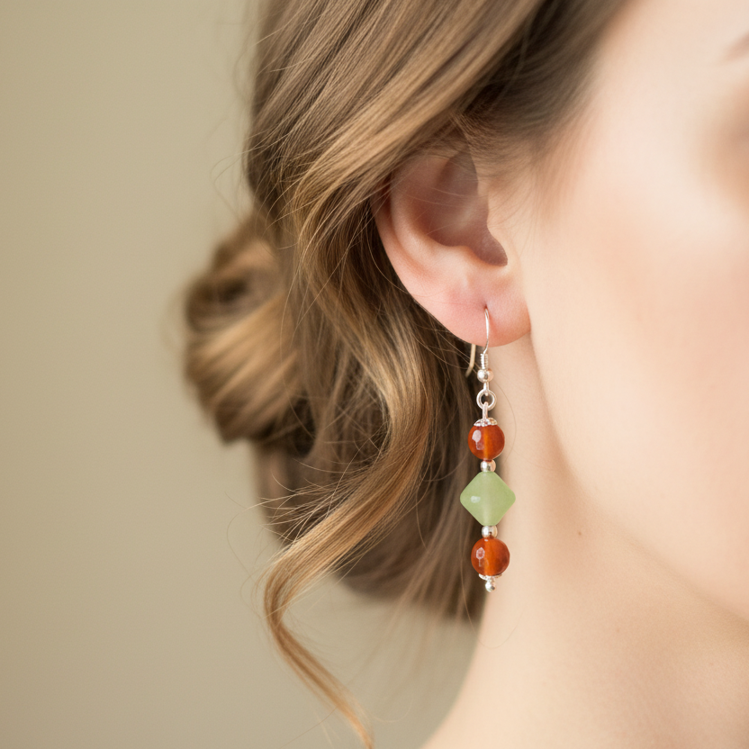 Handmade sterling silver earrings with agates