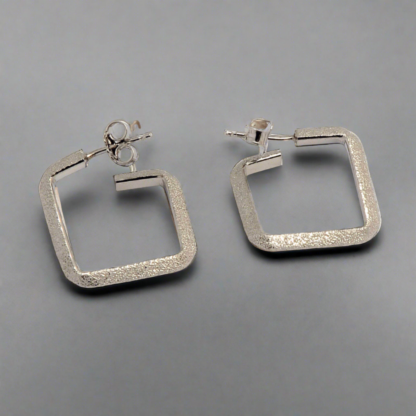 Square sterling silver hoops - Katerina Roukouna
