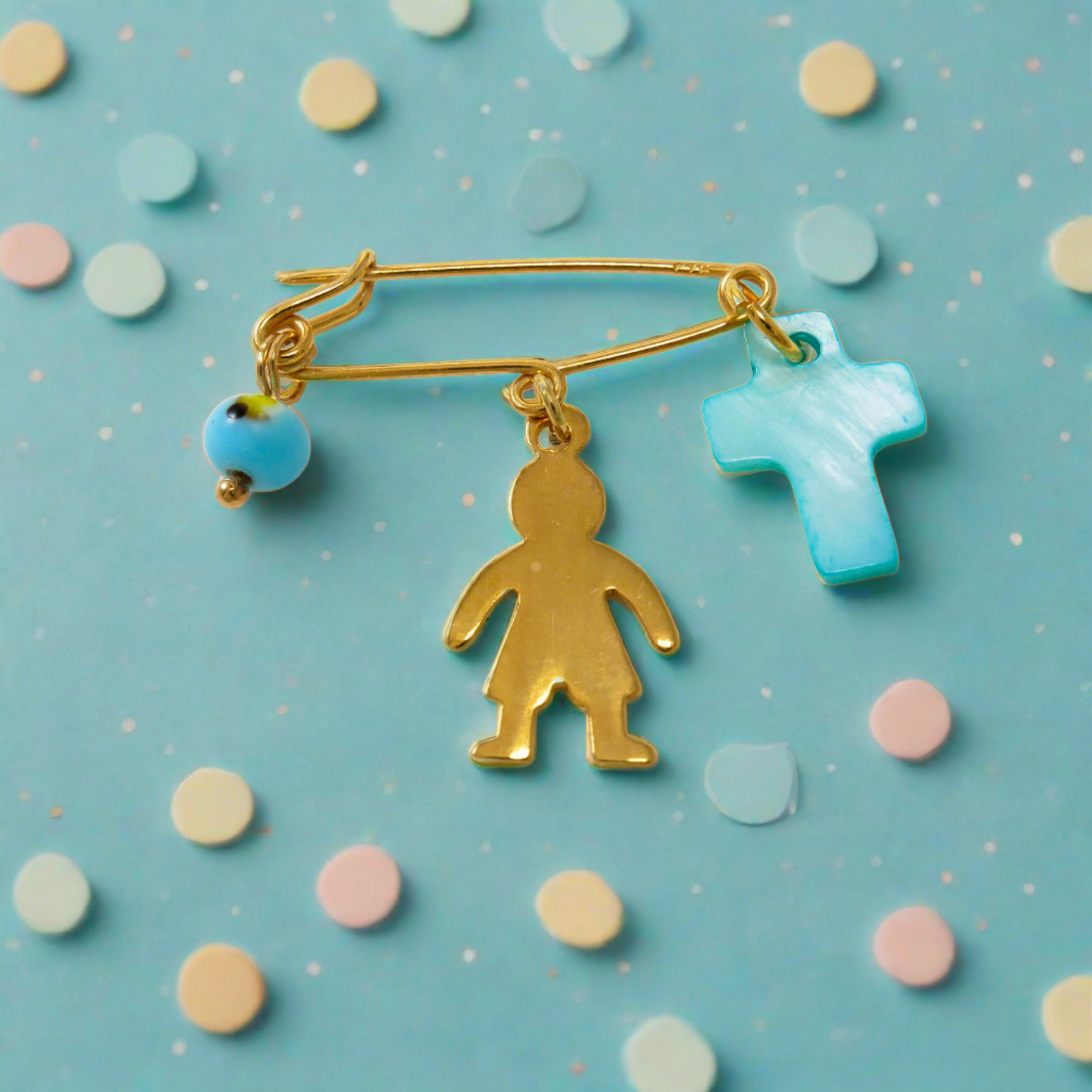 Handmade gold plated sterling silver Baby Boy Pin Charm - Boy (IV) - Katerina Roukouna