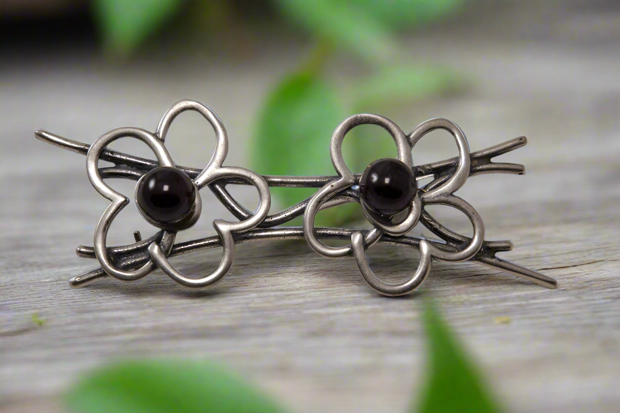 Two Flowers with Garnets - Katerina Roukouna