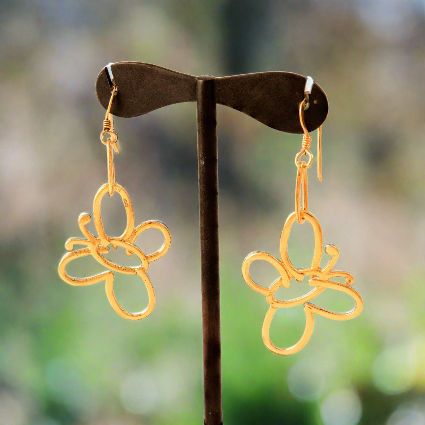 Butterflies gold plated sterling silver earrings