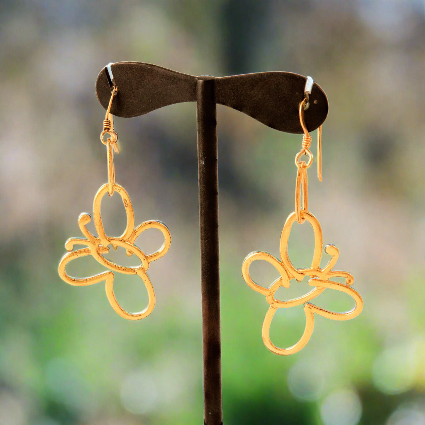 Butterflies gold plated sterling silver  earrings