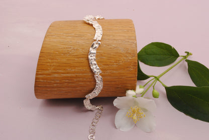 Sterling silver bracelet with rocky texture