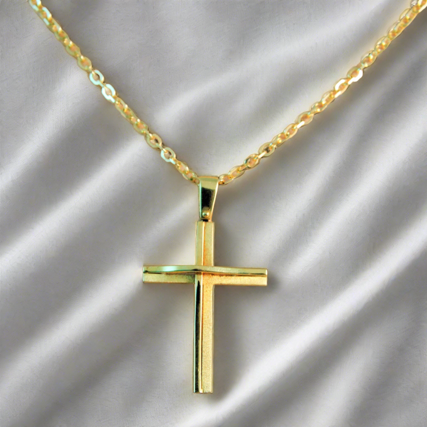 Handmade 18k Gold double cross