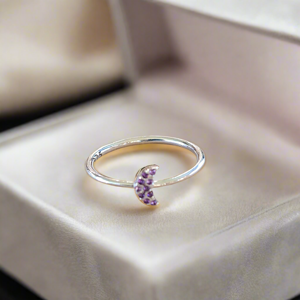 Half moon silver ring