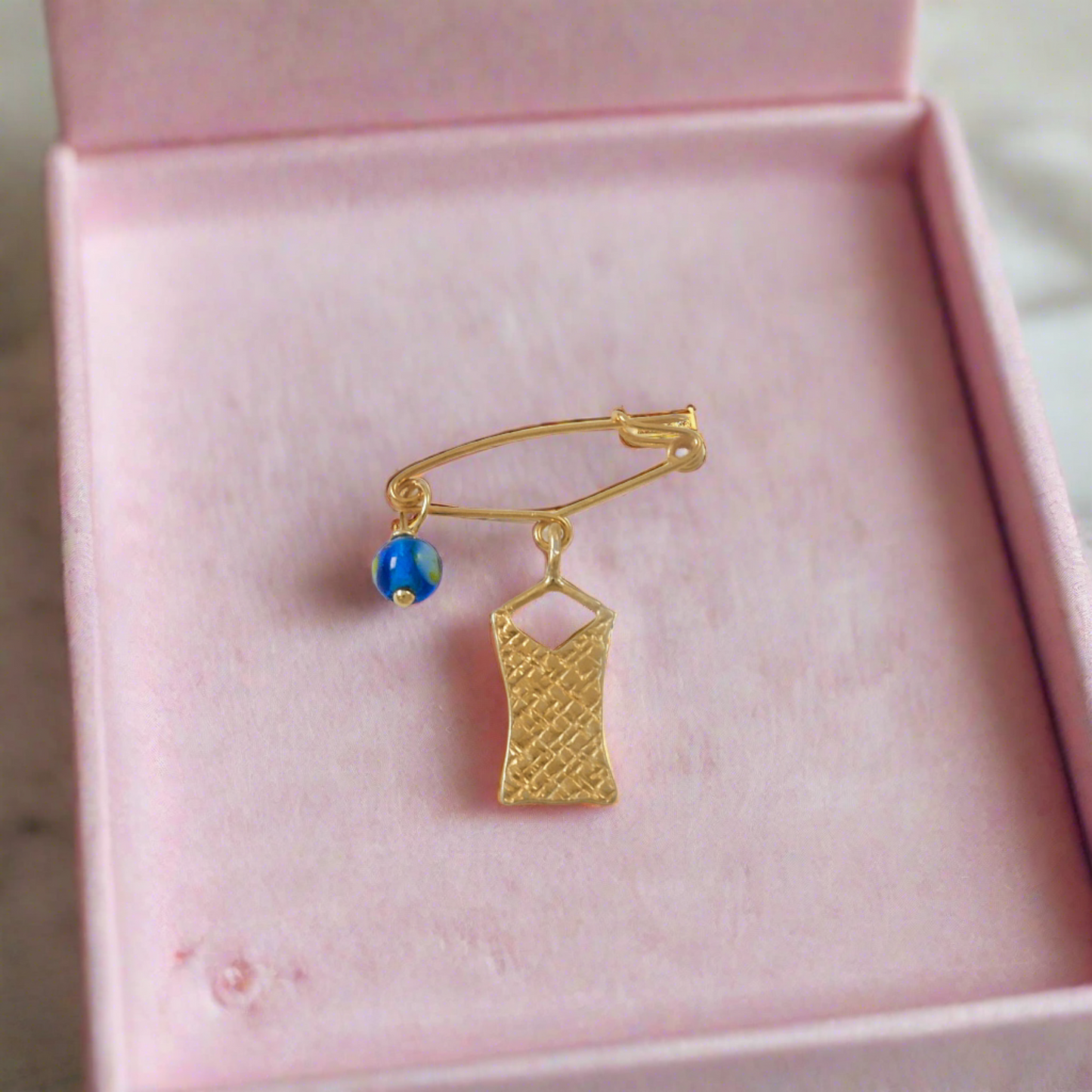 Handmade gold plated sterling silver -Baby Girl Pin Charm - Dress - Katerina Roukouna