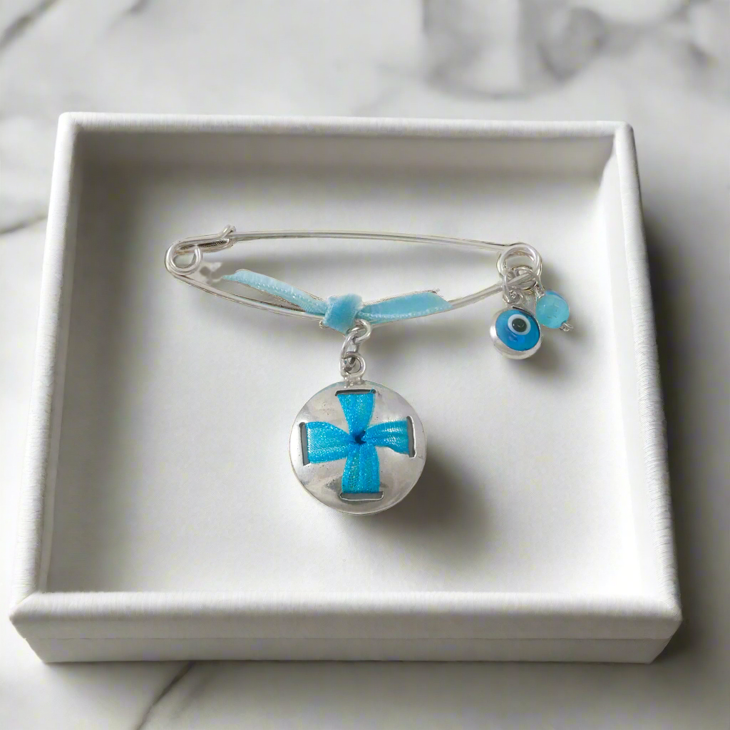 Baby Boy Pin Charm - Cross (I) - Katerina Roukouna