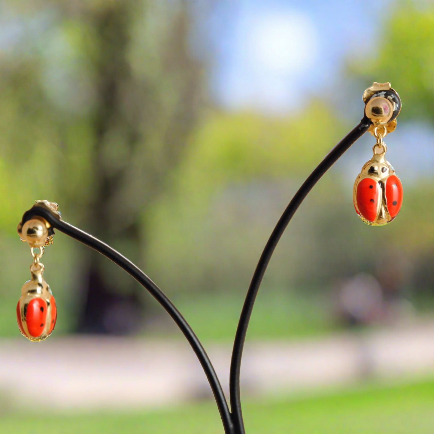 18K Gold earrings -ladybirds