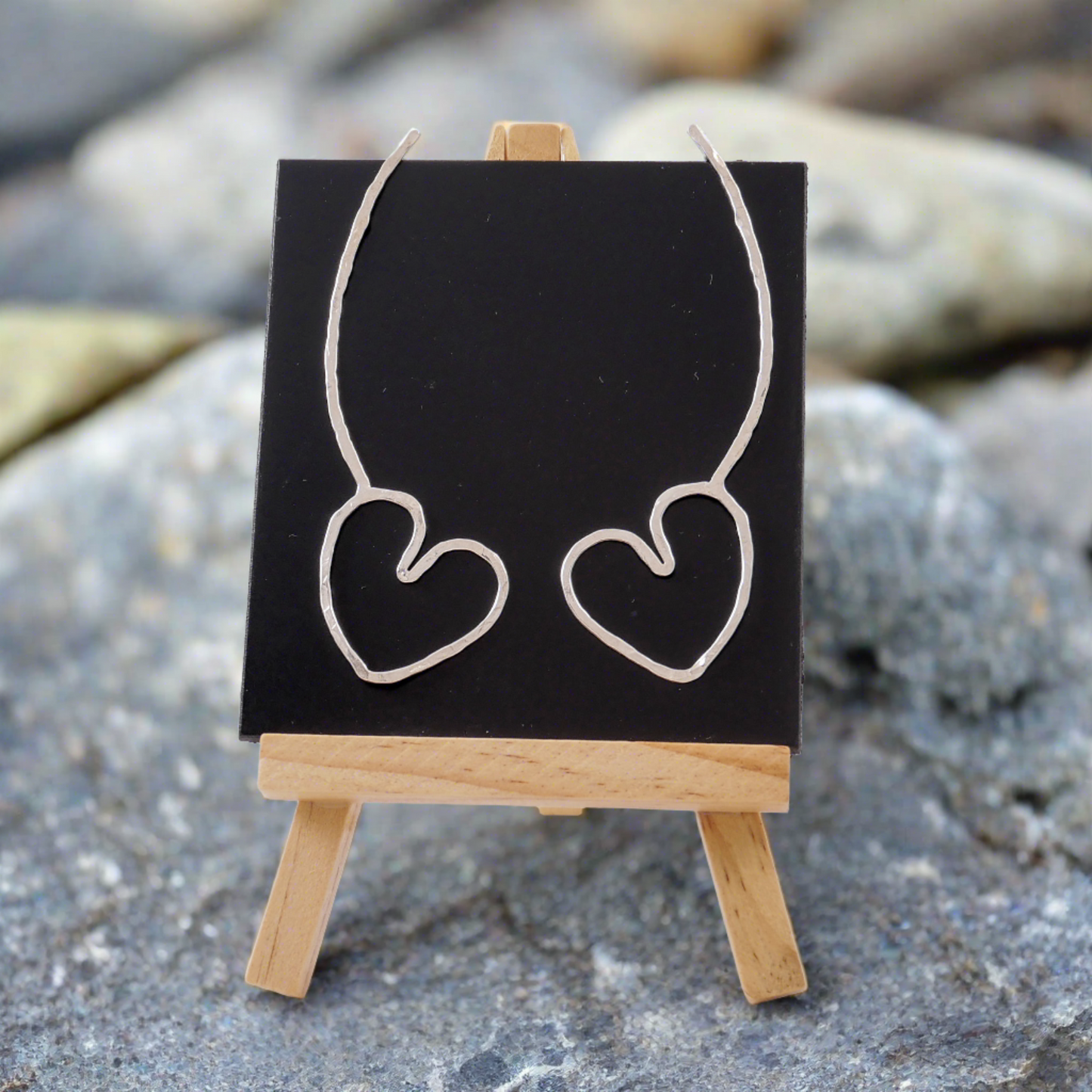One Line Heart Silver Earrings - Katerina Roukouna