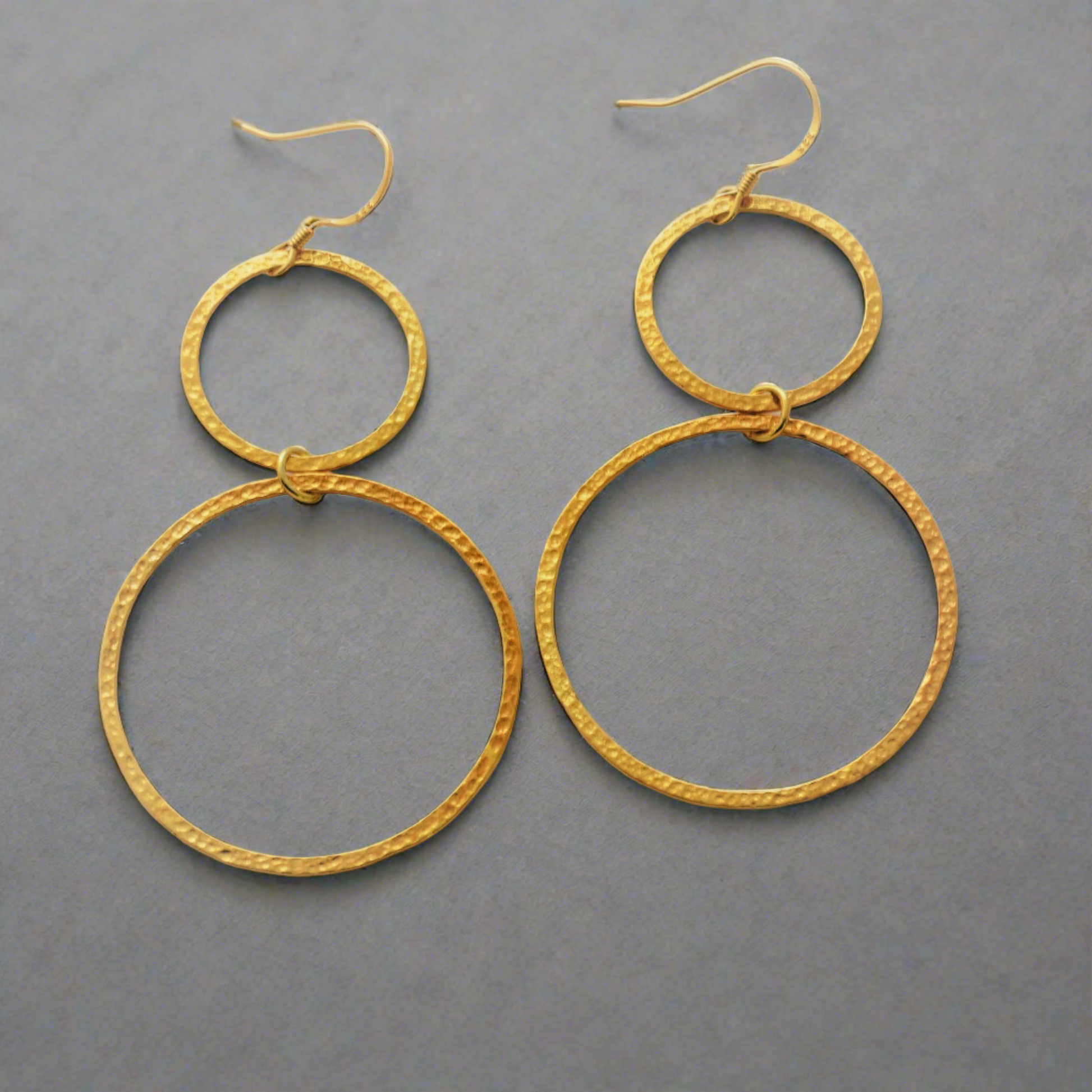 One Line Double Circle SIlver Earrings - Katerina Roukouna