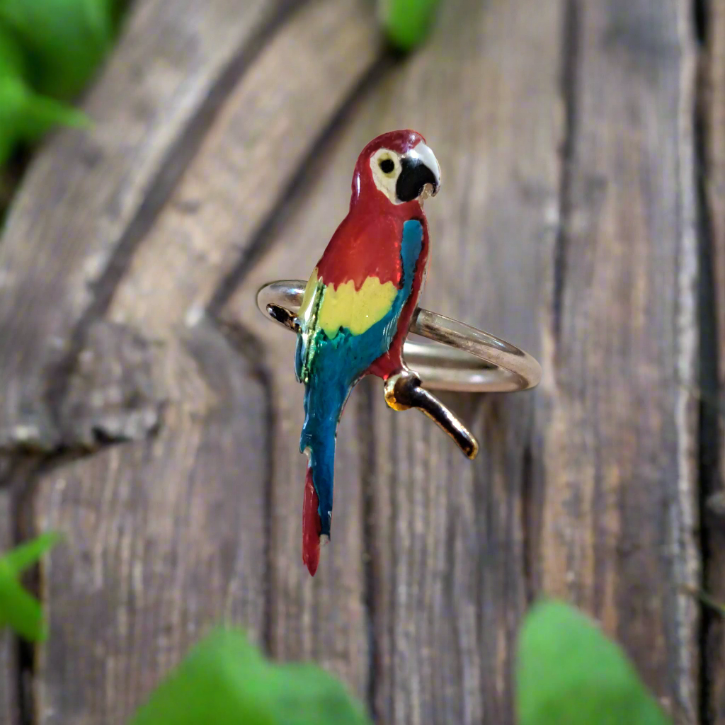 Parrot sterling silver ring - Katerina Roukouna