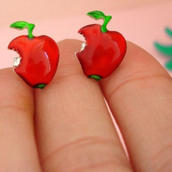 Apple sterling silver earrings - Katerina Roukouna