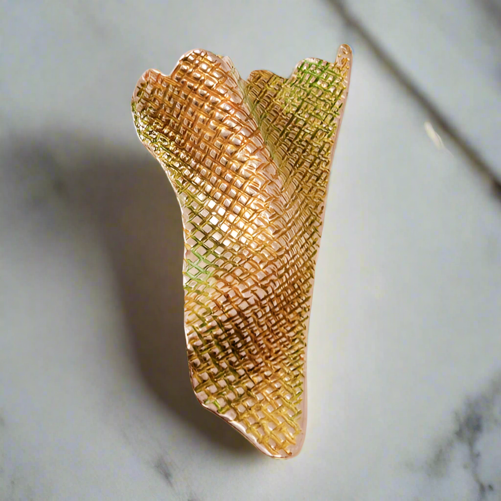Sterling silver brooch look like fabric texture - Katerina Roukouna