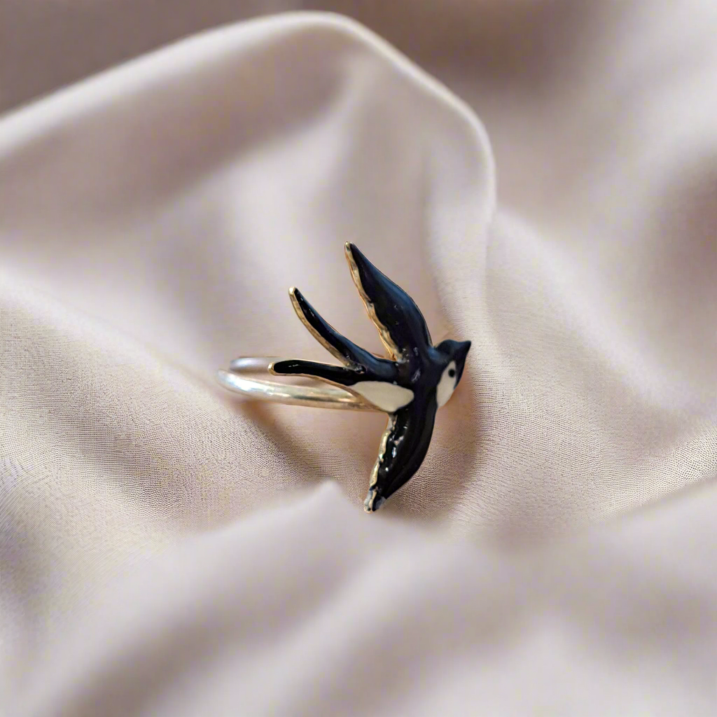 Swallow sterling silver ring - Katerina Roukouna