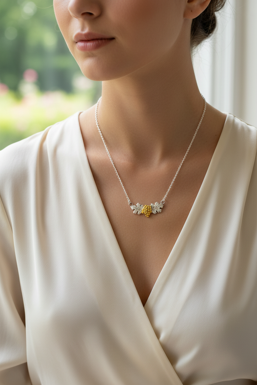 Grapes sterling silver necklace - Katerina Roukouna