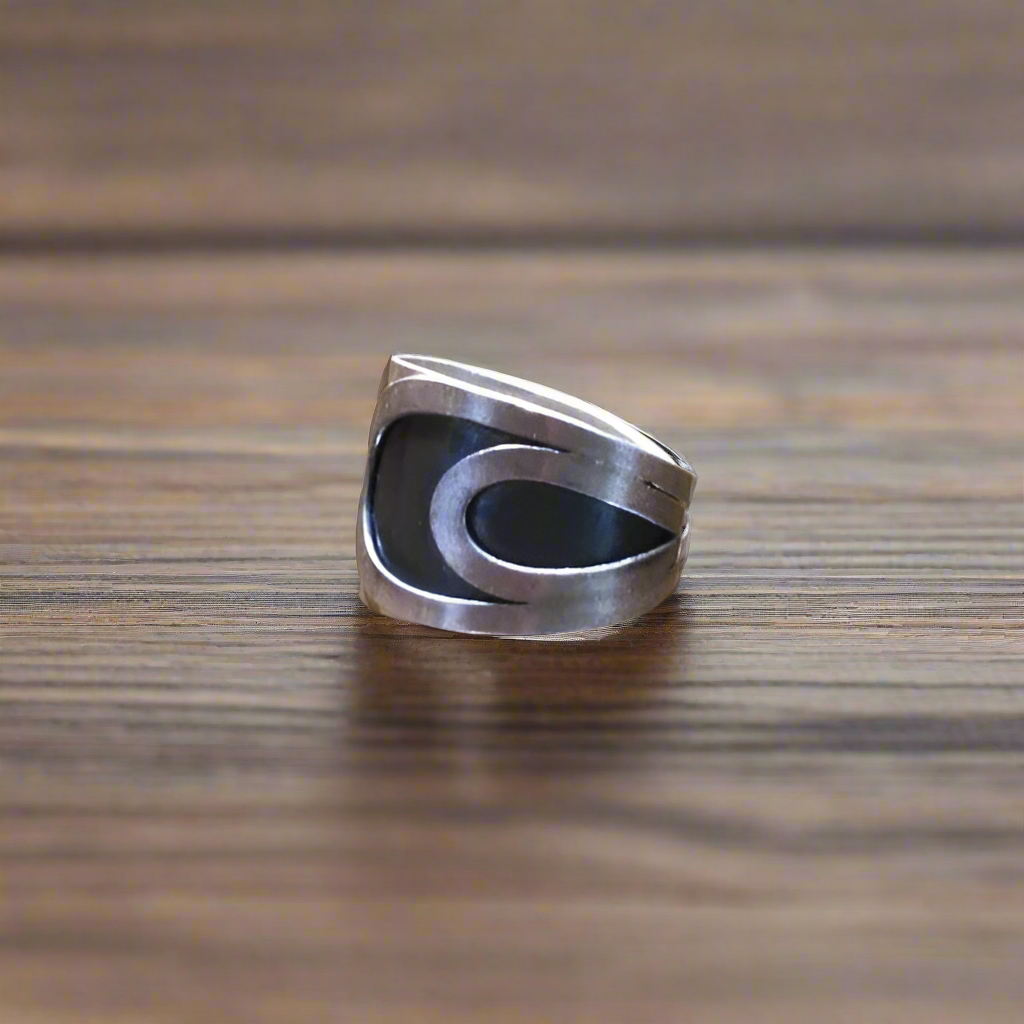 Handmade silver ring with black patina - Katerina Roukouna