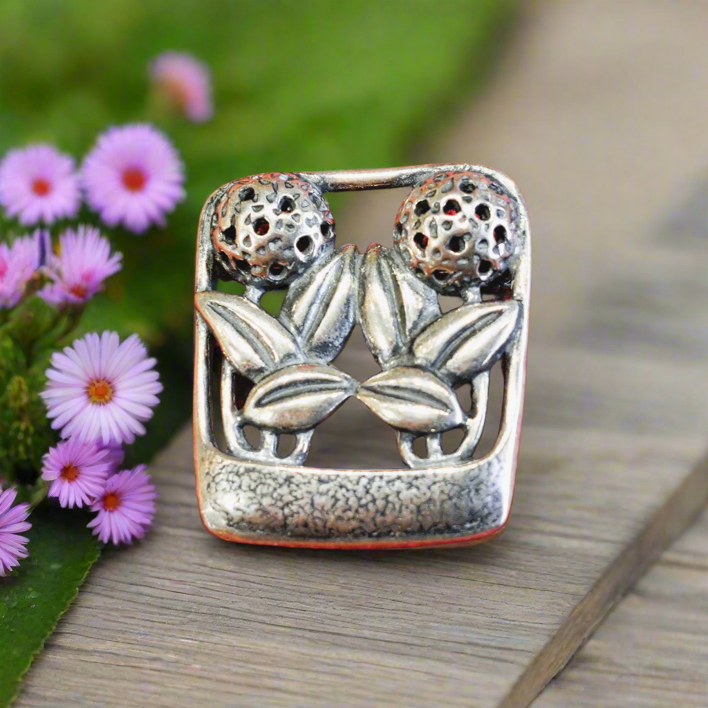 Vintage sterling silver brooch -Flower Pot - Katerina Roukouna