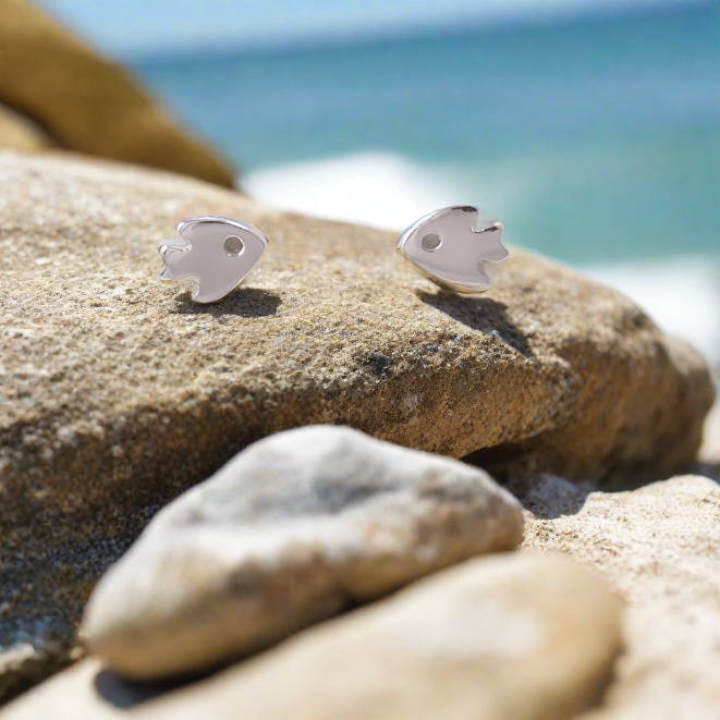Tiny fishes sterling silver earrings