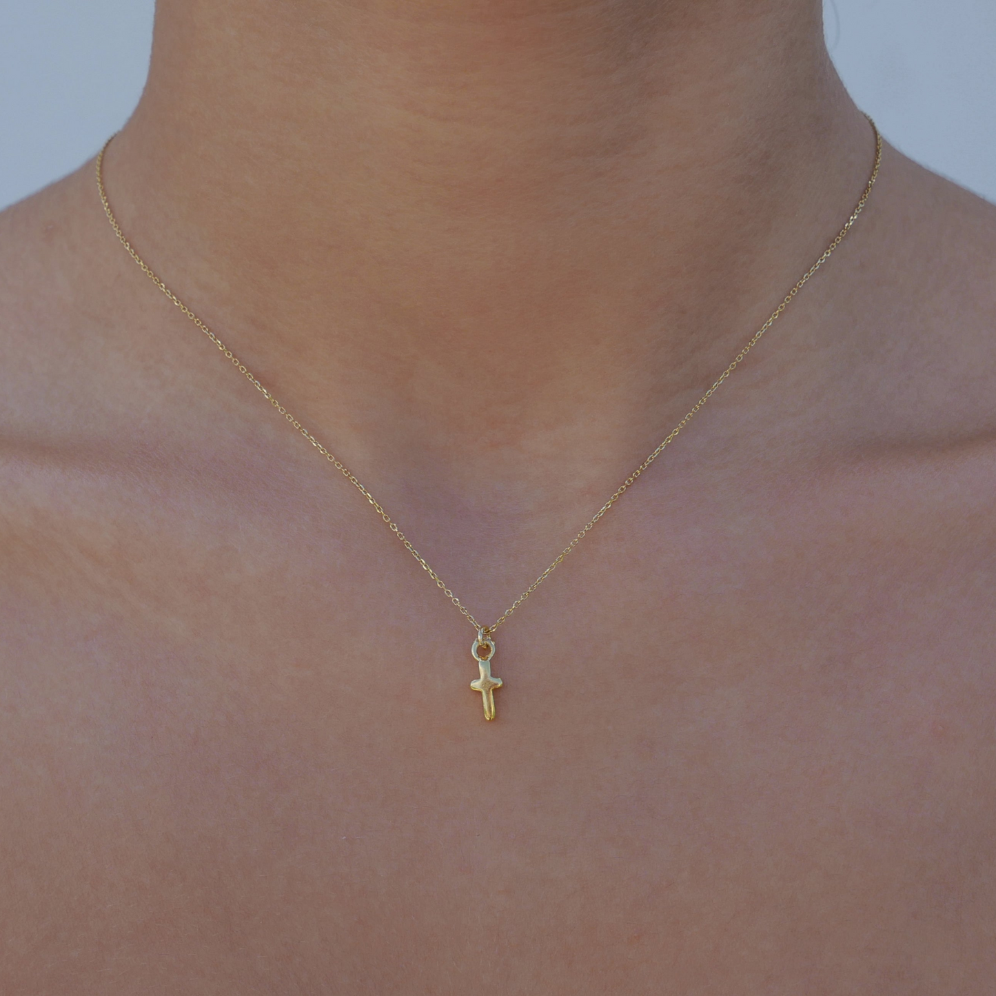 Tiny thin Gold Plated Cross - Katerina Roukouna