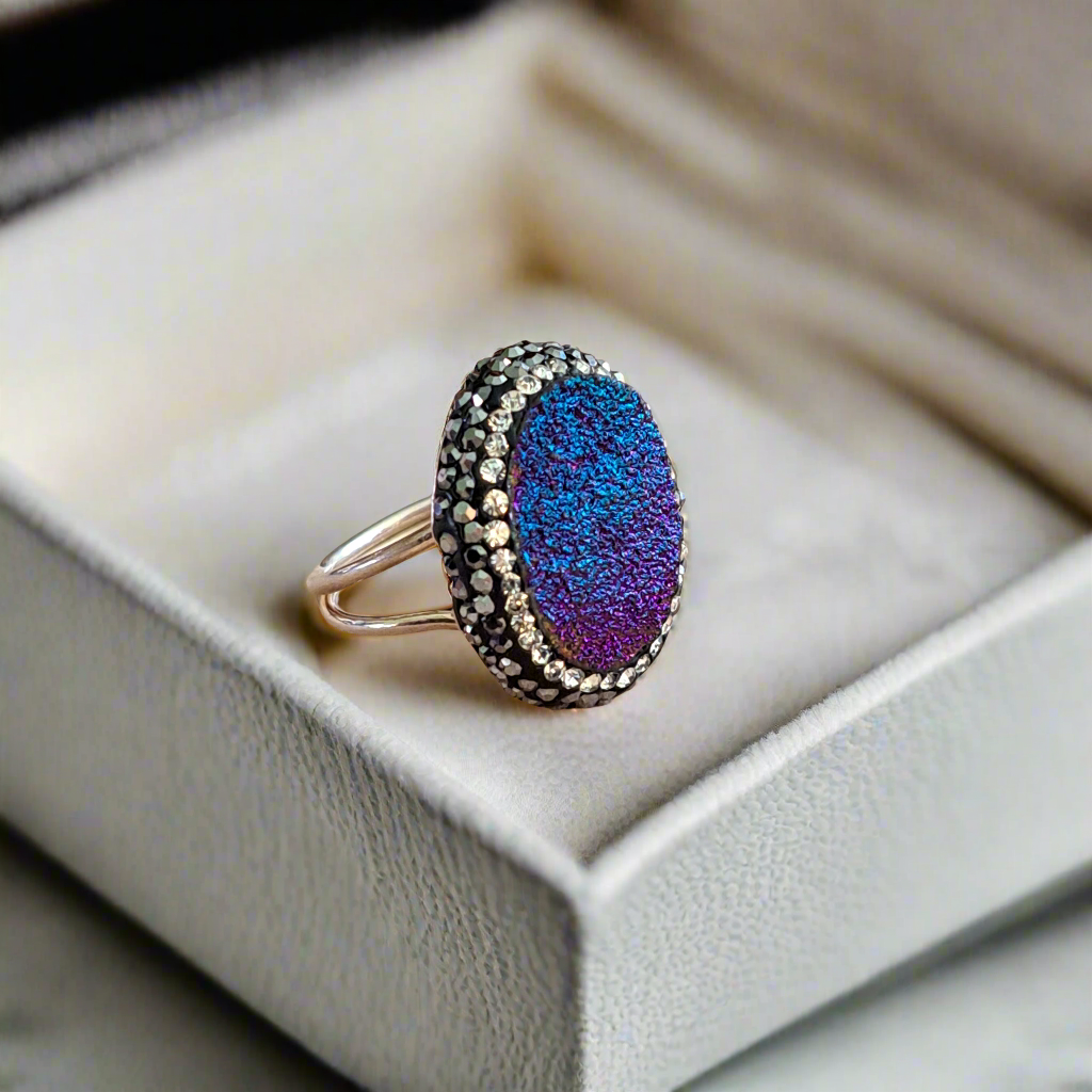 Sterling silver ring with titanium and marcasites - Katerina Roukouna