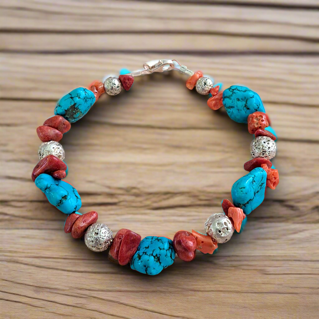Multi color bracelet with sterling silver - Katerina Roukouna