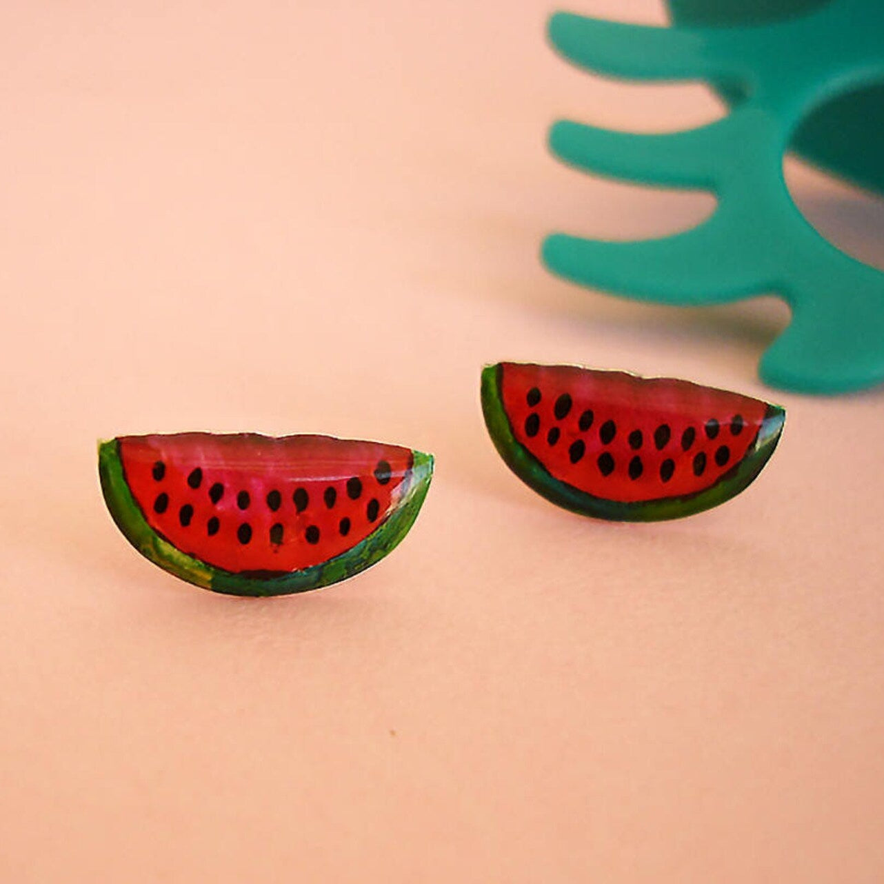 Watermelon sterling silver stud eariings - Katerina Roukouna
