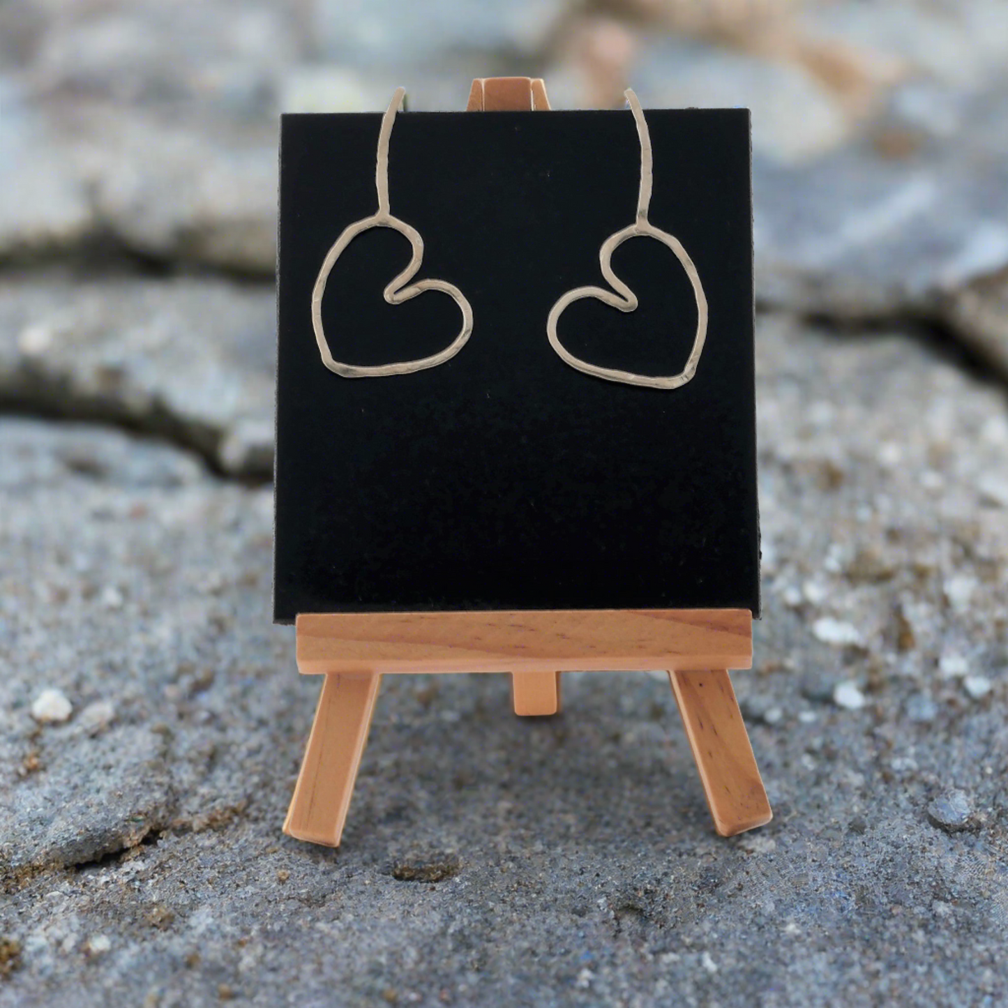 One line heart sterling silver earrings - Katerina Roukouna