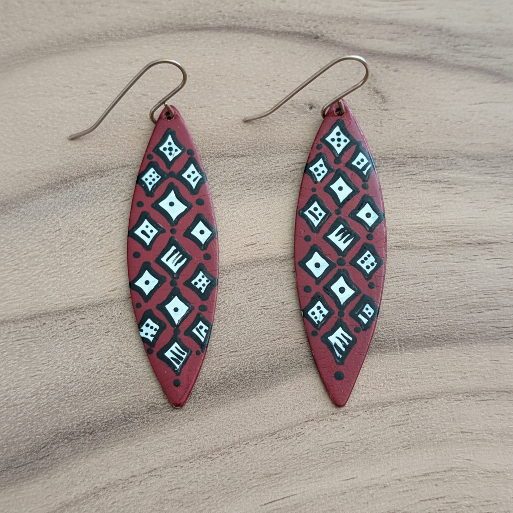 Handmade earrings made by german siver -purple