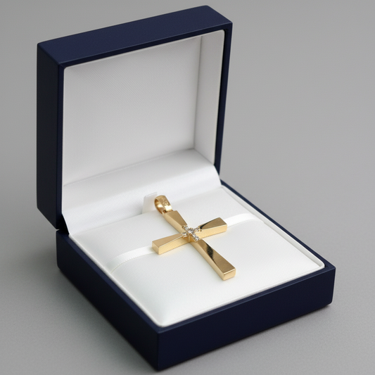 9K gold cross with zirkons (II) - Katerina Roukouna