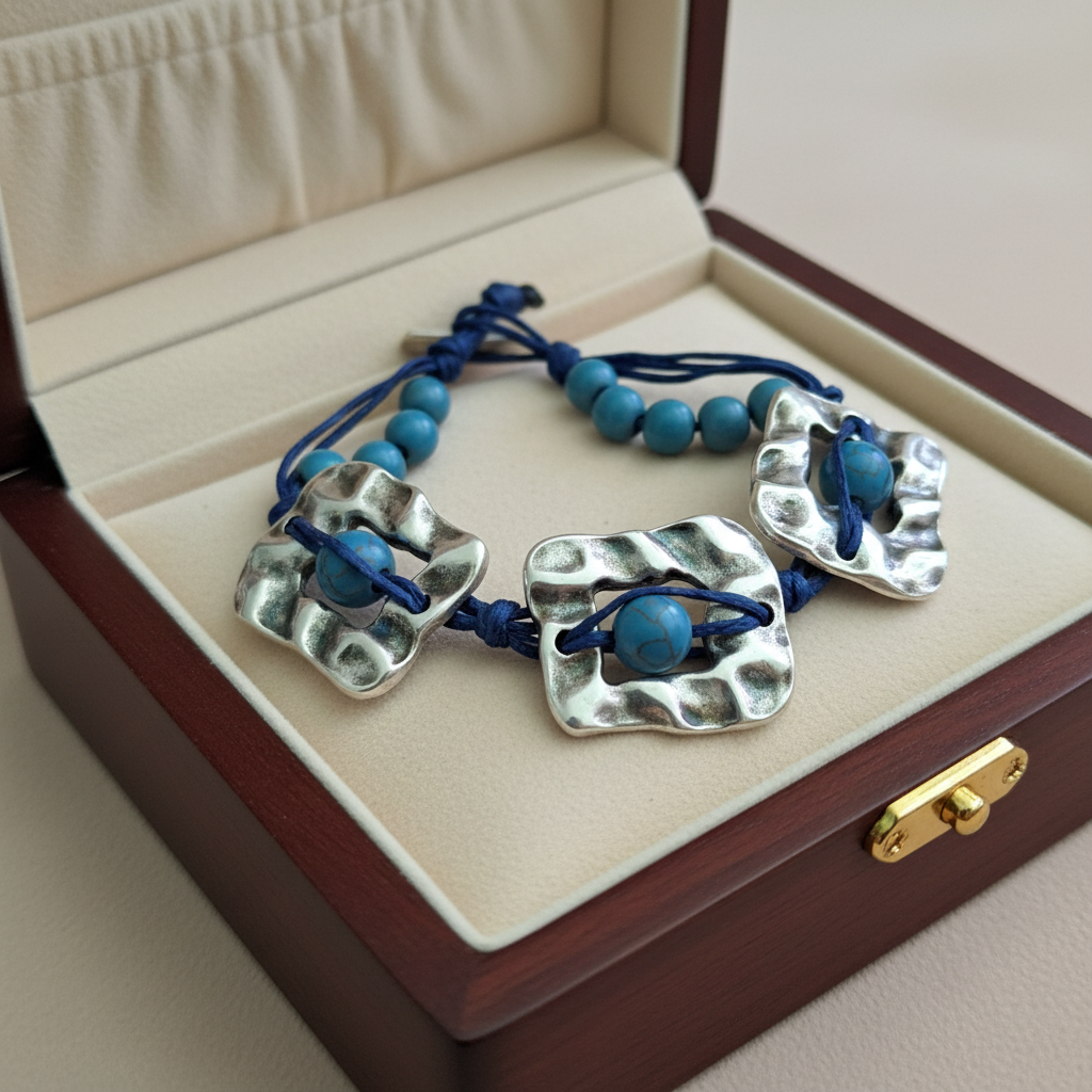 Handmade bracelet with haolites and elements.